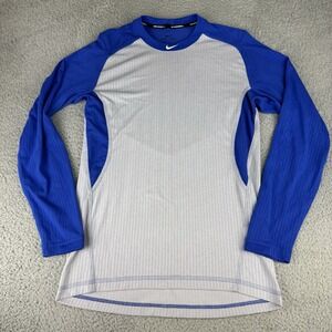Nike Baseball Dri Fit Athletic‎ Shirt Blue Gray Men's Size Medium Long Sleeve